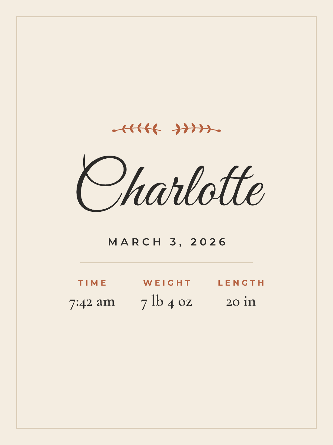 Personalized Baby Birth Stats Poster - Custom Name, Date, Weight & Length