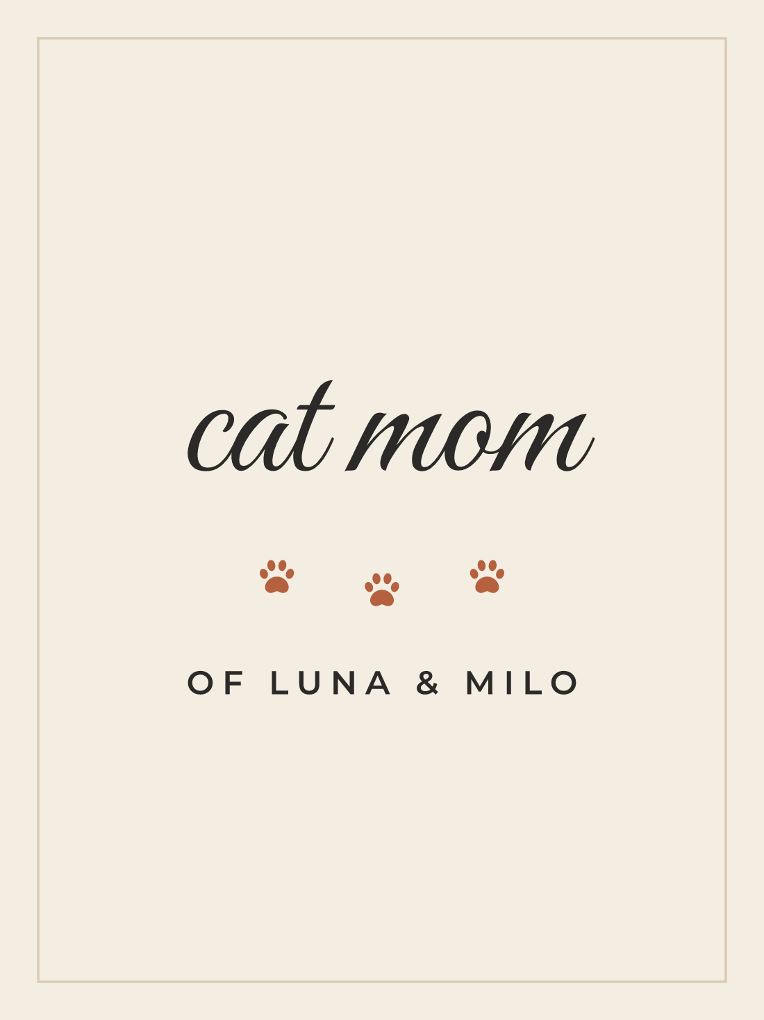 Personalized Cat Mom Poster - Custom Cat Names Gift