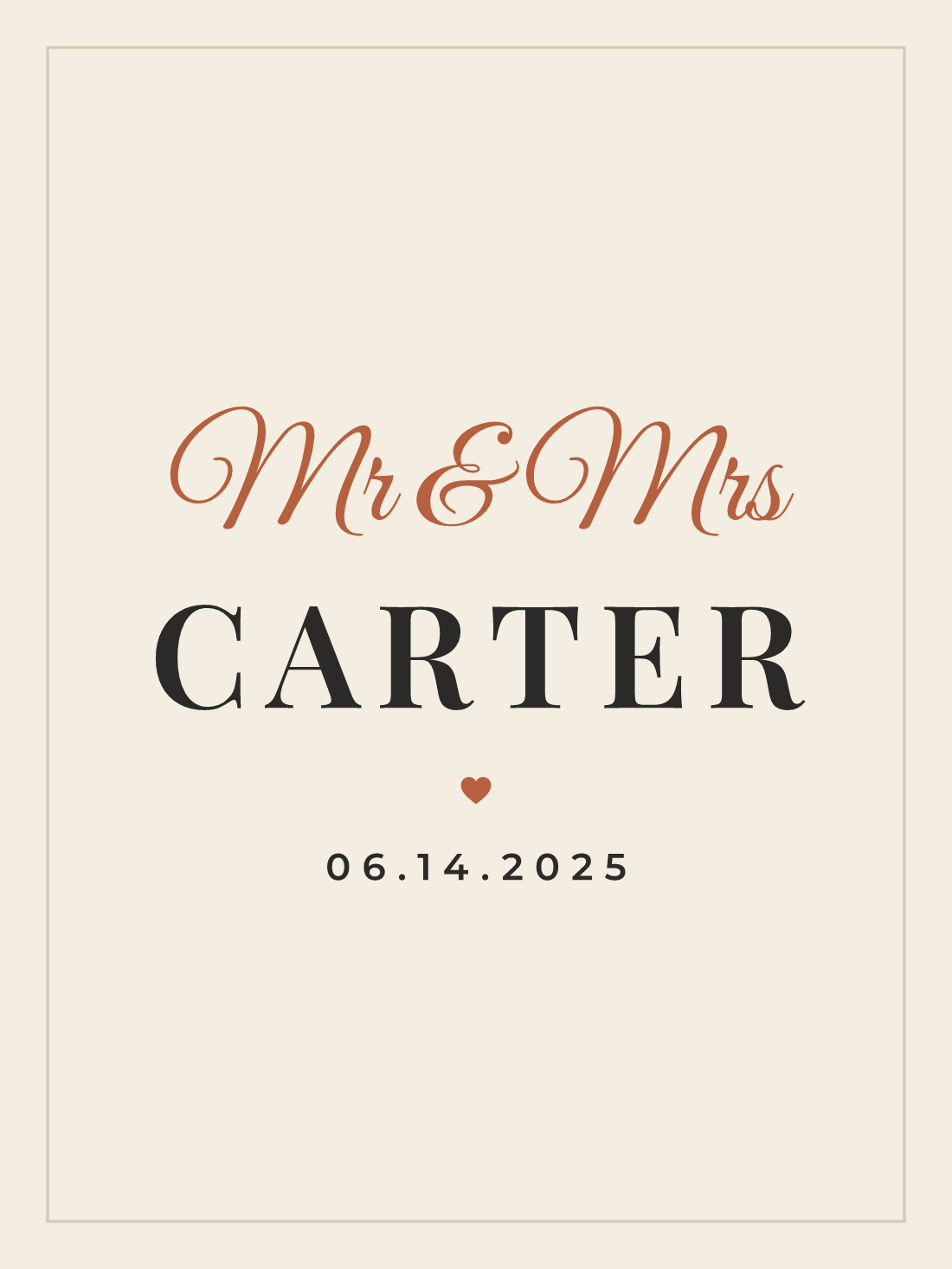 Personalized Mr and Mrs Sign Poster - Custom Last Name & Wedding Date