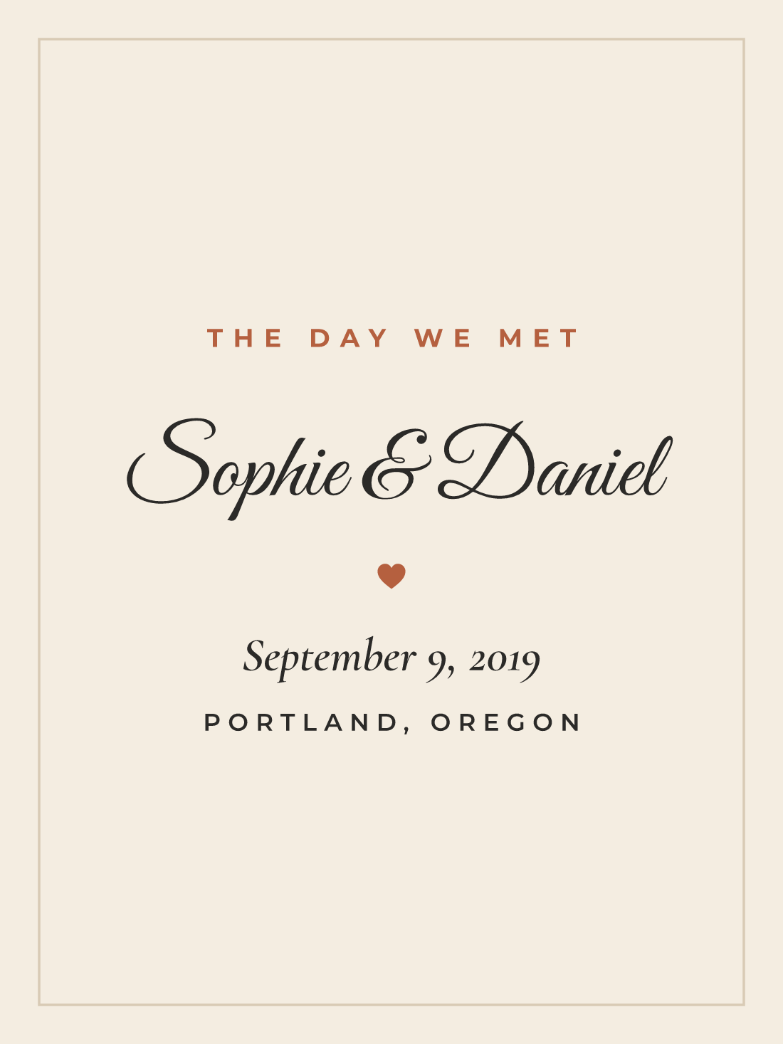 Personalized The Day We Met Sign Poster - Custom Names, Date & Place