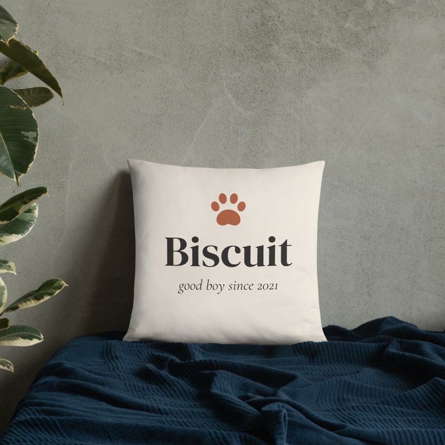 Personalized Dog Name Throw Pillow - Pet Lover Gift with Paw Print