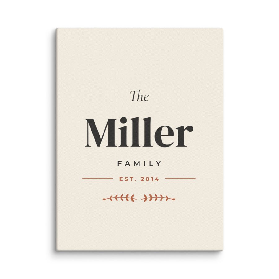 Personalized Family Name Sign Canvas Print - Custom Est. Year Gift