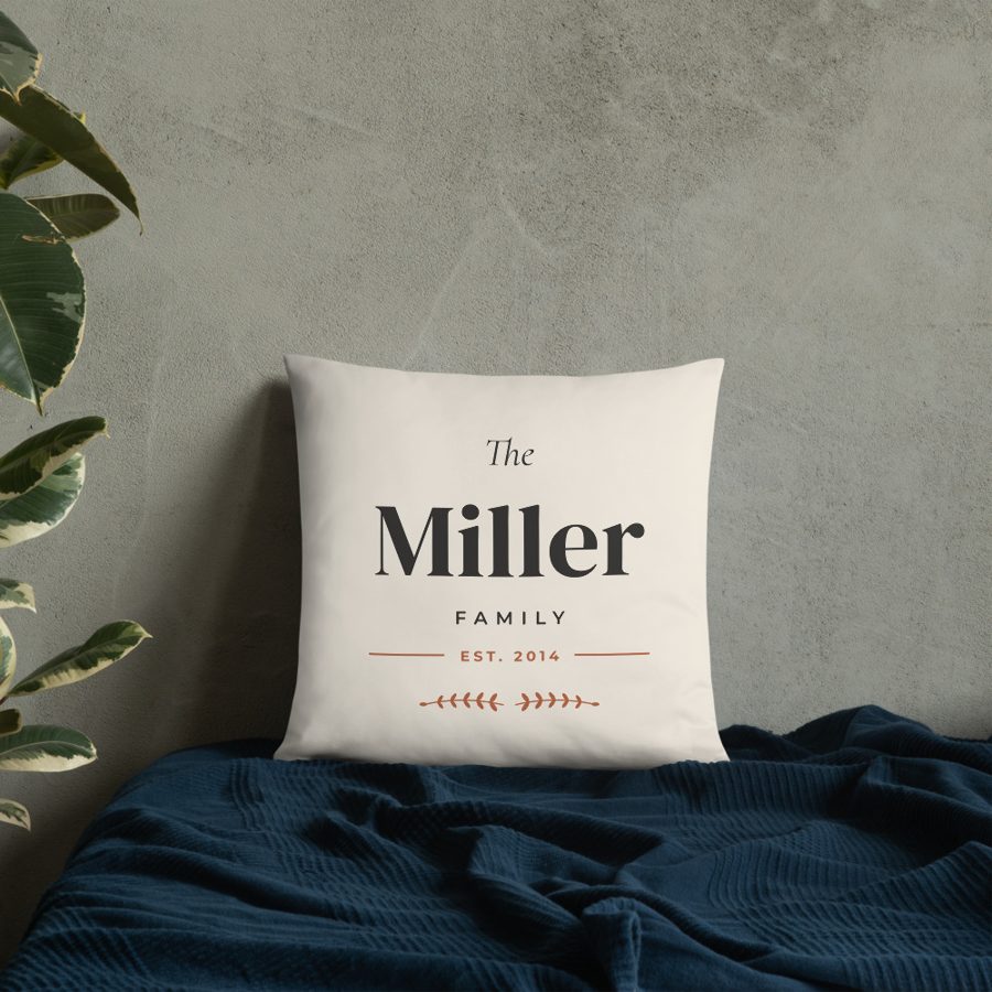 Personalized Family Name Sign Throw Pillow - Custom Est. Year Gift