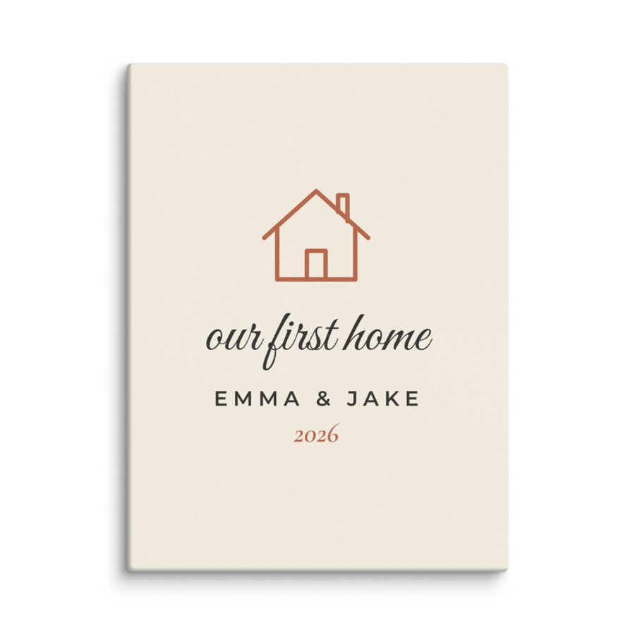 Personalized Our First Home Sign Canvas Print - Custom Names & Year